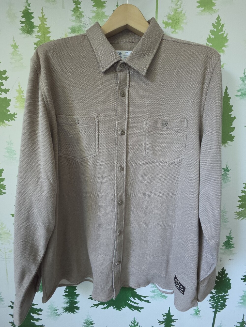 Hurley Tan Button-Up Knit long sleeve Shirt